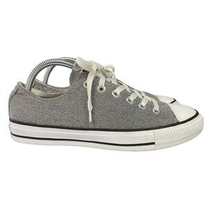 Converse Chuck Taylor All Star Silver Metallic Knit Fashion Y2K Sneakers Women 8